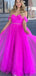 Elegant Pink Off-Shoulder A-Line Long Sleeve Popular Long Evening Dresses, Formal Dresses, Birthday Party, WGP661