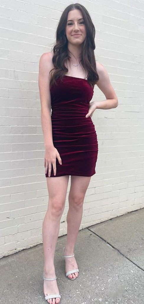 Sexy Red Strapless Tight Sleeveless Popular Cheap Short Homecoming Dresses, Birthday Party EPT221