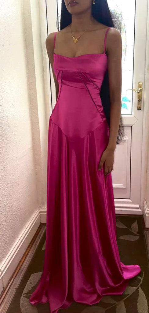 Elegant Pink Spaghetti Strapless A-Line Long Sleeve Popular Long Evening Dresses, Formal Dresses, Birthday Party, WGP664