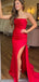 Sexy Red Strapless Mermaid Side Slit Long Sleeve Popular Long Evening Dresses, Formal Dresses, Birthday Party, WGP662