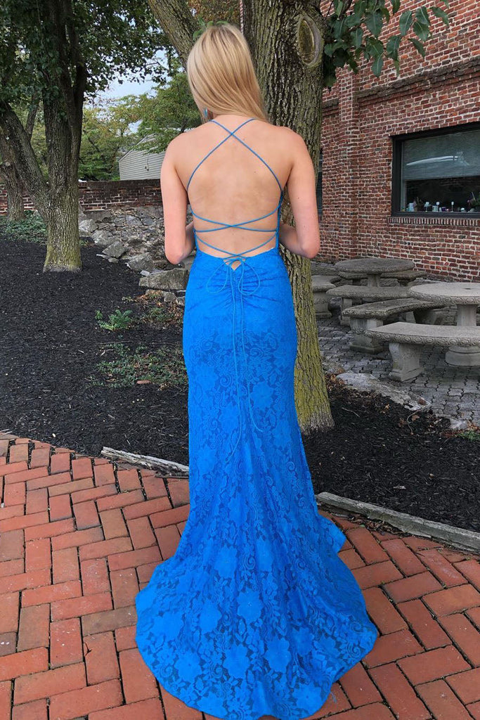 Sexy Royal Blue Mermaid Halter Sleeveless Long Maxi Prom Gowns,Evening Dresses,WGP348