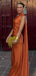 Elegant Orange Halter Mermaid Long Prom Dress Ideas, Evening Party Dresses,WGP1838