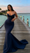 Sexy Strapless Corset Mermaid Prom Gown in Navy Lace with Long Sweep Train,WGP2154