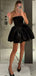 Elegant Black Strapless Ball Gown Sleeveless Popular Cheap Short Homecoming Dresses, Birthday Party EPT230