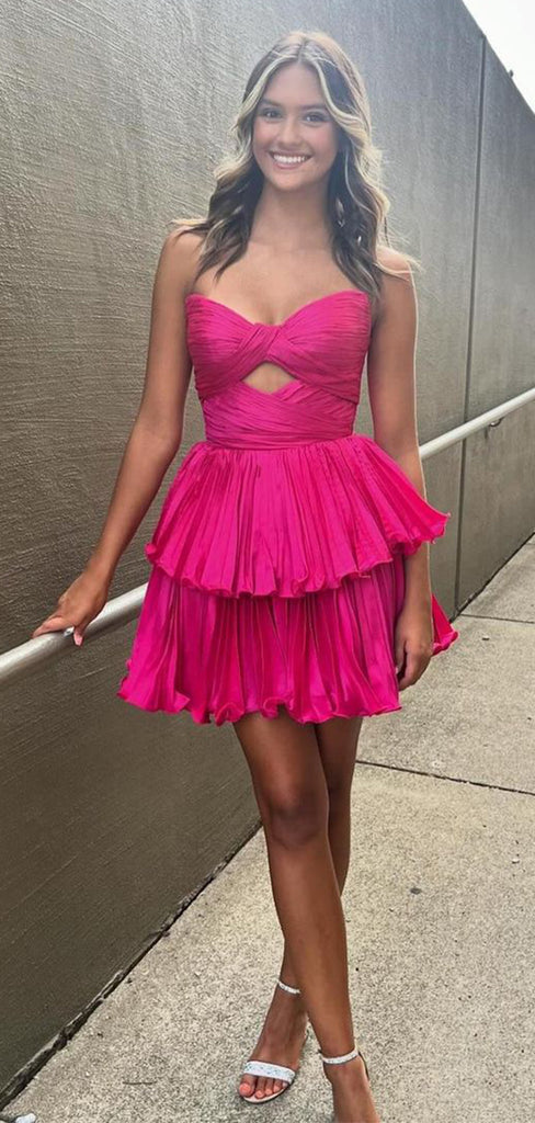 Sexy Pink Sweetheart Ball Gown Sleeveless Popular Cheap Short Homecoming Dresses, Birthday Party EPT232