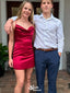 Elegant Spaghetti Strap V-neck Sheath Short Mini Homecoming Dress,EPT398