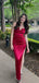 Sexy Red Spaghetti Strap Mermaid Side Slit Long Sleeveless Popular Long Evening Dresses, Formal Dresses, Birthday Party, WGP690