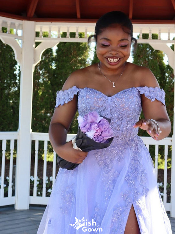 Gorgeous Off-shoulder A-line Long Prom Dress Ideas, Evening Party Dresses,WGP1550