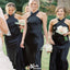 Elegant Black Mermaid Sleeveless Halter Strap Wedding Guest Bridesmaid Dresses,WGM366