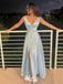 Sexy Light Blue V Neck A-line Party Prom Dresses,Evening Dress Online, WGP869