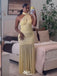 Unique Yellow High Neck Mermaid  Long Prom Dress Ideas, Evening Party Dresses,WGP1804
