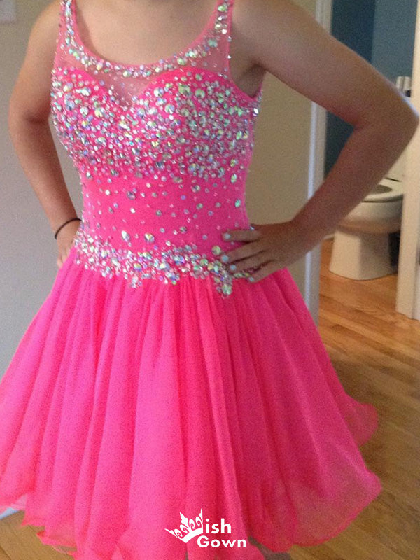 Elegant Scoop A-line Short Mini Homecoming Dress,EPT443