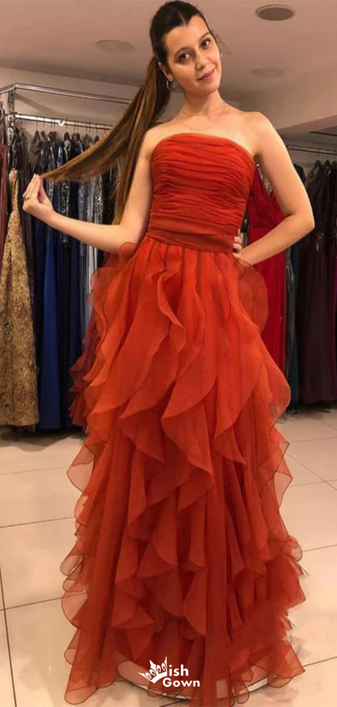 Sexy Red Strapless A-Line Long Sleeveless Long Party Prom Dresses,Evening Dress Online, WGP721