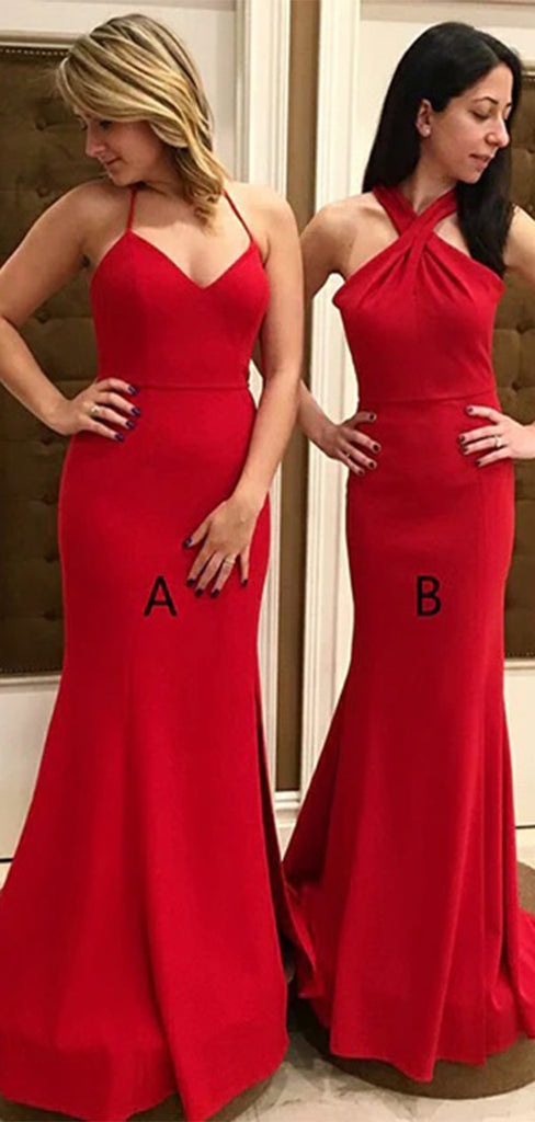 Sexy Red Mermaid Sleeveless Wedding Guest Bridesmaid Dresses,WGM372