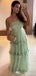 Cute Green Strapless A-Line Long Sleeveless Long Party Prom Dresses,Evening Dress Online, WGP720