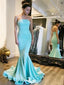 Elegant Baby Blue Strapless Mermaid  Long Sleeveless Long Party Prom Dresses,Evening Dress Online, WGP717