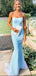 Elegant Baby Blue Mermaid Strapless Long Sleeveless Long Party Prom Dresses,Evening Dress Online, WGP729