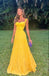 Simple Yellow A-line Straps Party Prom Dresses,Evening Dresses Online,WGP295