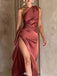 Elegant One-Shoulder Mermaid Side Slit Long Prom Dress Ideas, Evening Party Dresses , WGP1591