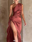 Elegant One-Shoulder Mermaid Side Slit Long Prom Dress Ideas, Evening Party Dresses , WGP1591