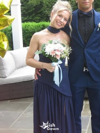 Casual Halter Strapless Mermaid Long Prom Dress Ideas, Evening Party Dresses,WGP1637