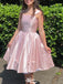 Elegant Spaghetti Strap A-line Short Mini Homecoming Dress,EPT492