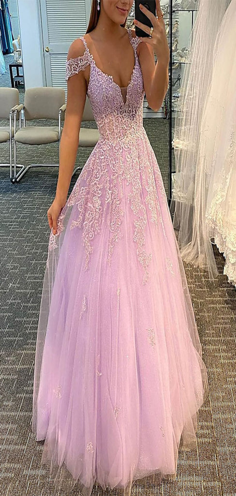 Sexy Deep V-neck Lace Spaghetti Straps Floor-length Prom Dresses,Evening Gowns,WGP317