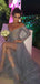 Sexy Gray V-Neck Long Sleeve Mermaid Long Prom Dress Ideas, Evening Party Dresses,WGP1907
