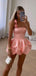 Sexy&nbsp; Pink Square Ball Gown Tight Flower&nbsp;Popular Cheap Short Homecoming Dresses, EPT278