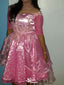 Unique Short Sleeves A-line Short Mini Homecoming Dress,EPT544