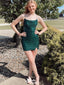 Sexy Green Spaghetti Strap Tight Mermaid Popular Cheap Short Homecoming Dresses, EPT283