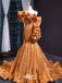 Shiny Orange One Shoulder Mermaid Ruffles Party Dress Long Prom Dresses to Impress, WGP946