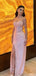 Unique Lace Corset Prom Dress Sweetheart Sleeveless Pink Sheath Dress with Side Slit, WGP2044