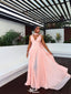 Popular Pink V-Neck A-Line Long Prom Dress Ideas, Evening Party Dresses,WGP1807