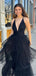 Elegant Black Spaghetti Strap V-Neck&nbsp;Long Sleeveless Long Party Prom Dresses,Evening Dress Online, WGP790