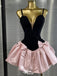 Elegant Spaghetti Strap V-neck A-line Short Mini Homecoming Dress,EPT578