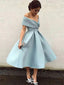 Elegant Baby Blue Off Shoulder Ball Gown Popular Cheap Short Homecoming Dresses, EPT297