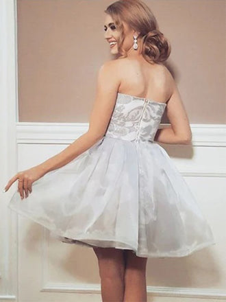 Elegant Applique Strapless Ball Gown Popular Cheap Short Homecoming Dresses, EPT309