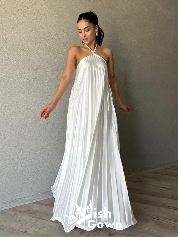 Soft Halter A-line Long Prom Dress Ideas, Evening Party Dresses,WGP1850
