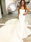 Simple Mermaid Strapless Sleeveless With Train Popular Bridal Long Wedding Dresses, WDH115