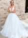 Romantic Spaghetti Straps V Neck Sleeveless With Trailing Applique Popular Bridal Long Wedding Dresses, WDH142