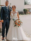 Gorgeous Lace Illusion Sleeveless Applique Popular Bridal Long Wedding Dresses, WDH094