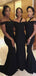 Sexy Black Mermaid Off Shoulder Sleeveless Popular Cheap Maxi Long Wedding Guest Bridesmaid Dresses,WGM332