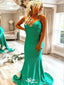 Elegant Green Mermaid Spaghetti Straps Lace Up Cheap Maxi Long Party Prom Gowns,Evening Dresses,WGP427