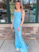 Shiny Blue Mermaid Spaghetti Straps Lace Up Sequin Cheap Maxi Long Party Prom Gowns,Evening Dresses,WGP429