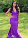 Sexy Purple Mermaid Halt V Neck Sleeveless Cheap Maxi Long Party Prom Gowns,Evening Dresses,WGP505