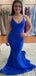 Simple Royal Blue Mermaid Spaghetti Straps Sleeveless Cheap Maxi Long Party Prom Gowns,Evening Dresses,WGP512