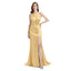 Champagne Mermaid Sexy High Slit Burnt Brown Satin Long Bridesmaid Dresses, WGM012