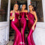 Sexy Red Mismatched Sleeveless Mermaid Long Bridesmaid Dresses Online,WGM468
