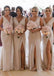 Elegant Beige V-Neck Sleeveless Mermaid Side Slit Long Bridesmaid Dresses Online,WGM434